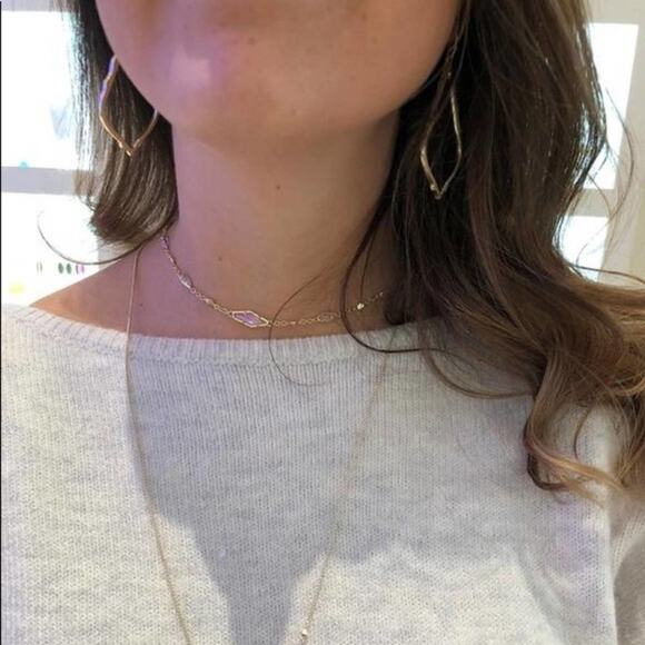 Kendra Scott Gold Debra Choker Adjustable Necklace iridescent stones - Picture 4 of 11